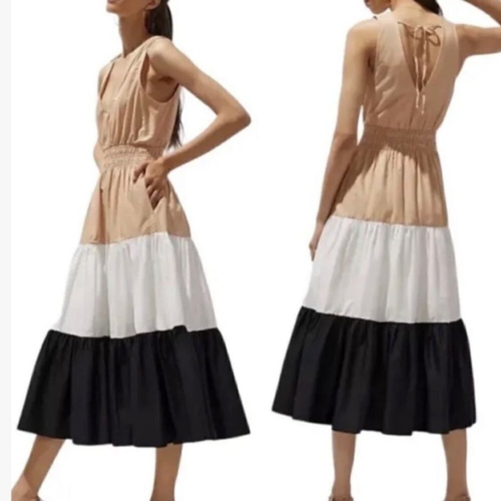 1. State Cream Calista Color Block Midi/Maxi Dress Size XL